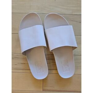 VANS Decon Light Tan Leather Slide Sandals Womens 8 New